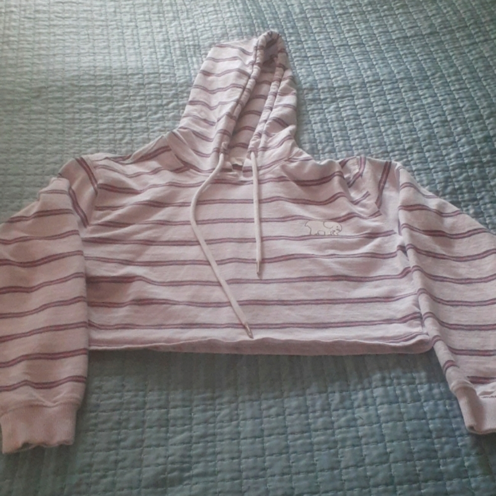Ivory Ella crop top hoodie.